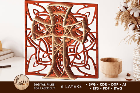 Layered CROSS Religious Cutting File SVG Multilayer Laser Cut Files, Mandala, SVG, 3D Designs SVG LaserCutano 