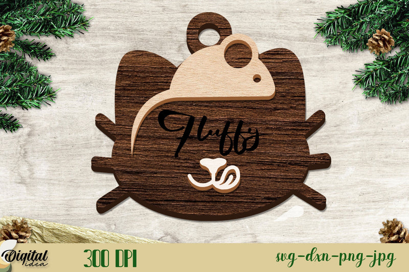 Layered Cute Cat ball 3D Design | Cat Bauble | Laser Cut Tree Ornament SVG Evgenyia Guschina 