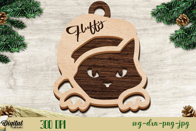 Layered Cute Cat ball 3D Design | Cat Lover| Laser Cut Tree Ornament SVG Evgenyia Guschina 