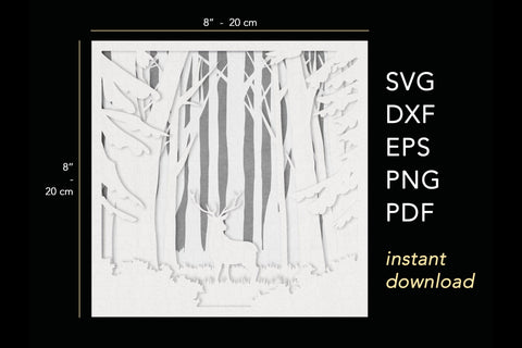 Layered Deer Shadow Box Svg | 3D Light Box Template 3D Paper Lights & Silhouettes 