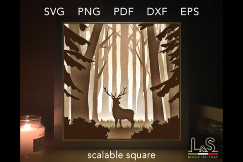 Layered Deer Shadow Box Svg | 3D Light Box Template 3D Paper Lights & Silhouettes 