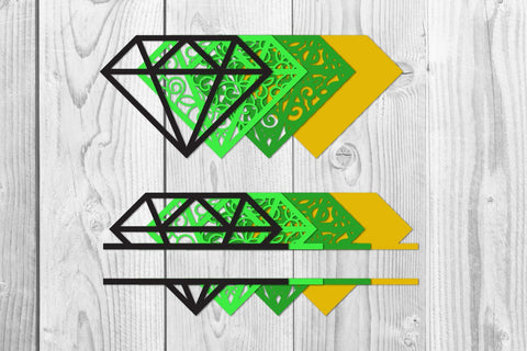 Layered Diamond 3d Monogram Svg Cut File SVG dadan_pm 