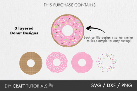 Layered Donut SVG Bundle SVG DIY Craft Tutorials 