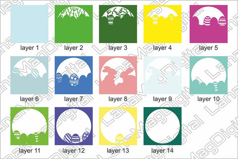 Layered Easter bunny svg, Easter eggs svg, Happy Easter svg 3D Paper LanaMagDigital 
