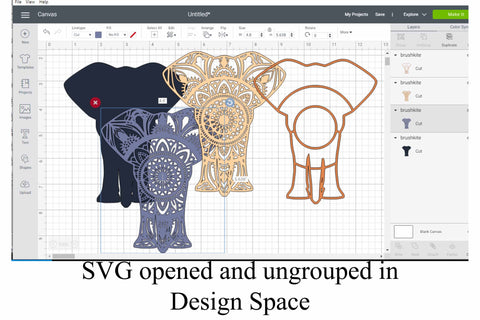 Layered Elephant 3D Mandala SVG SVG Digital Honeybee 