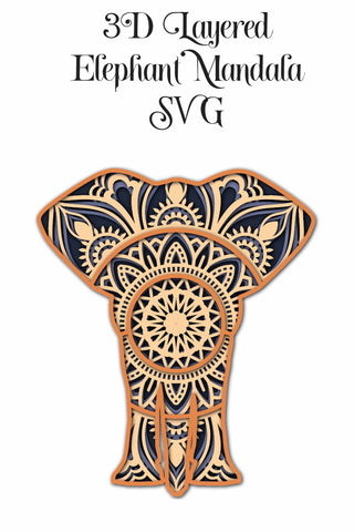 Layered Elephant 3D Mandala SVG SVG Digital Honeybee 
