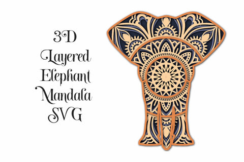 Layered Elephant 3D Mandala SVG SVG Digital Honeybee 