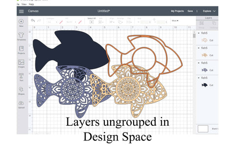 Layered Fish Mandala SVG SVG Digital Honeybee 