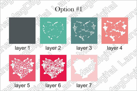 Layered flower heart SVG 3D heart Floral Love Valentines day 3D Paper LanaMagDigital 