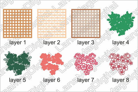 Layered flower heart SVG 3D heart Floral Love Valentines day 3D Paper LanaMagDigital 