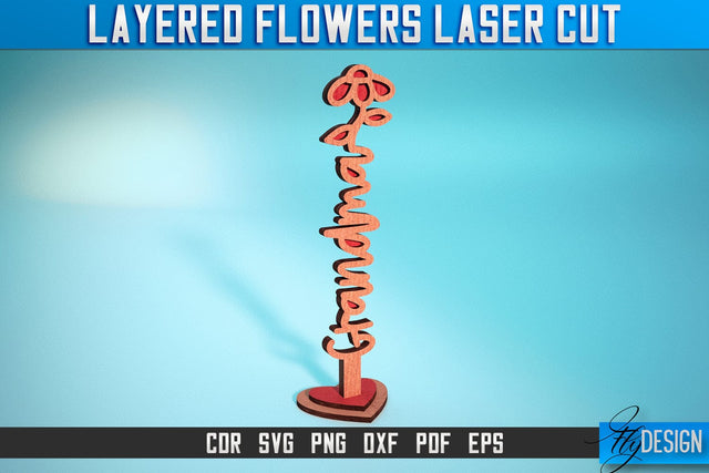 Layered Flower Laser Cut SVG | Laser Flower SVG Design | CNC Files SVG Fly Design 