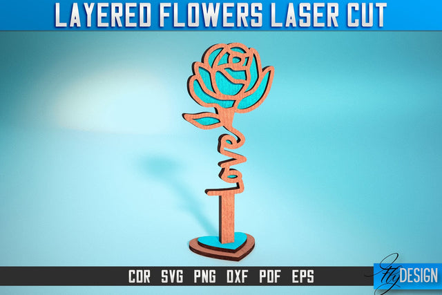 Layered Flower Laser Cut SVG | Laser Flower SVG Design | CNC Files SVG Fly Design 