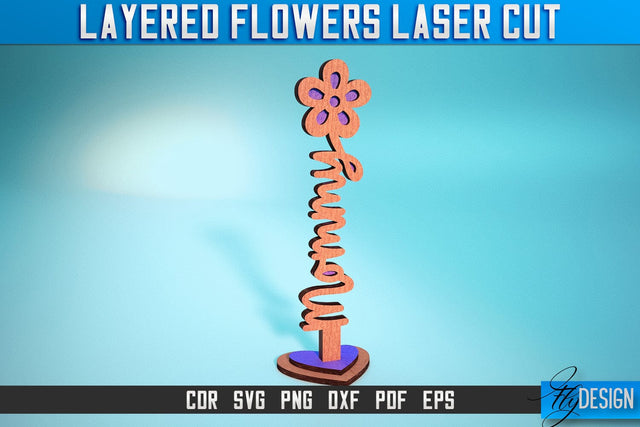 Layered Flower Laser Cut SVG | Laser Flower SVG Design | CNC Files SVG Fly Design 