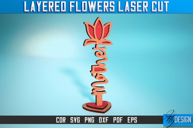 Layered Flower Laser Cut SVG | Laser Flower SVG Design | CNC Files SVG Fly Design 