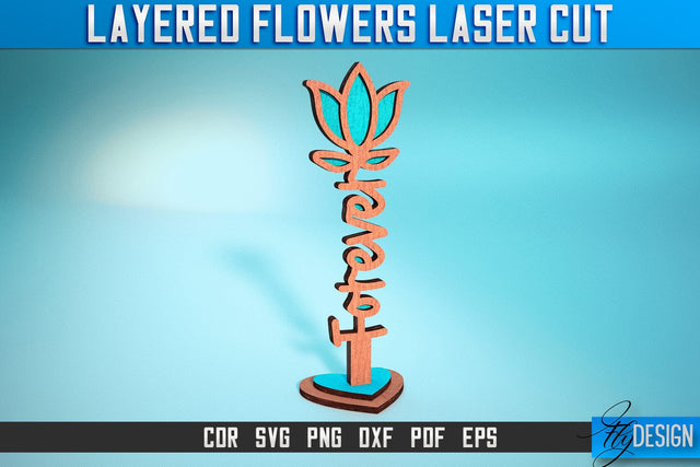 Layered Flower Laser Cut SVG | Laser Flower SVG Design | CNC Files SVG Fly Design 