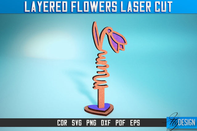 Layered Flower Laser Cut SVG | Laser Flower SVG Design | CNC Files SVG Fly Design 
