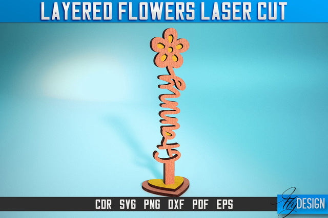 Layered Flower Laser Cut SVG | Laser Flower SVG Design | CNC Files SVG Fly Design 