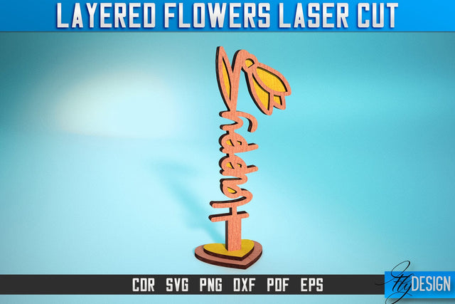 Layered Flower Laser Cut SVG | Laser Flower SVG Design | CNC Files SVG Fly Design 