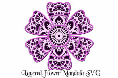 Layered Flower Mandala SVG 4 Layers SVG Digital Honeybee 