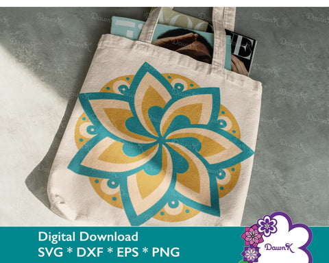 Layered Flower Mandala SVG - Flower mandala svg, floral mandala svg SVG DawnKDesigns 