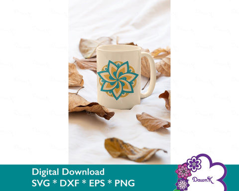 Layered Flower Mandala SVG - Flower mandala svg, floral mandala svg SVG DawnKDesigns 