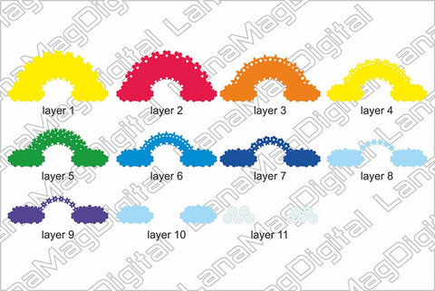 Layered Flower Rainbow svg, 3d rainbow svg for Shadow box 3D Paper LanaMagDigital 