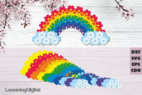 Layered Flower Rainbow svg, 3d rainbow svg for Shadow box 3D Paper LanaMagDigital 