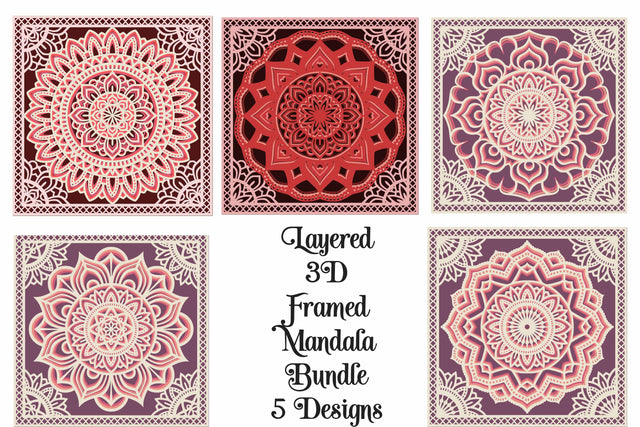 Layered Framed Mandala Bundle for Paper Cutting SVG and PNG SVG Digital Honeybee 