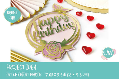 Layered Happy Birthday Cake Topper SVG | 3D Paper Craft SVG OyoyStudioDigitals 