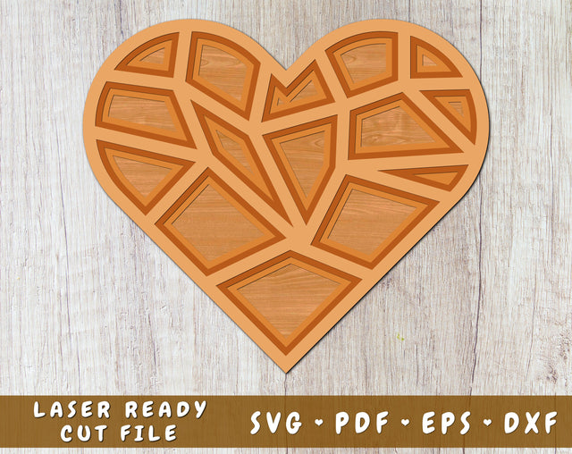 Layered Heart SVG Cut File, Heart Laser SVG, Heart DXF, Heart Cut File SVG HappyDesignStudio 
