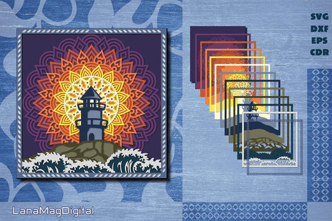 Layered lighthouse mandala svg, Layered mandala papercraft 3D Paper LanaMagDigital 