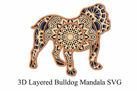 Layered Mandala Bulldog SVG - 4 Layers 3D Mandala SVG Digital Honeybee 