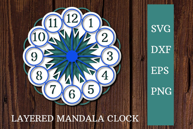 Layered Mandala Clock svg cut file SVG dadan_pm 