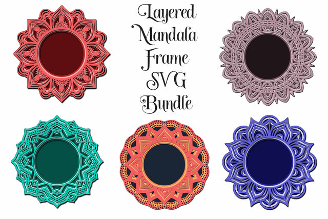 Layered Mandala Frames Bundle SVG SVG Digital Honeybee 