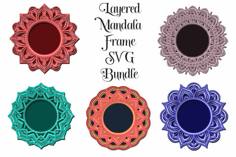 Layered Mandala Frames Bundle SVG SVG Digital Honeybee 