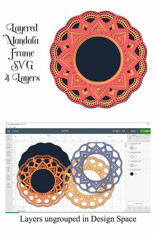 Layered Mandala Frames Bundle SVG SVG Digital Honeybee 