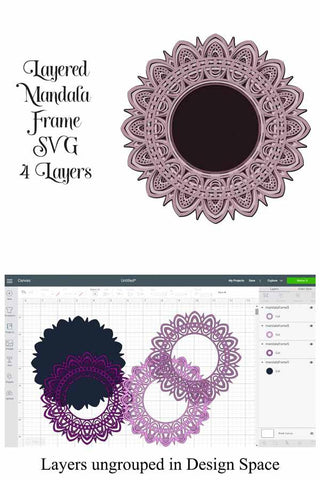 Layered Mandala Frames Bundle SVG SVG Digital Honeybee 