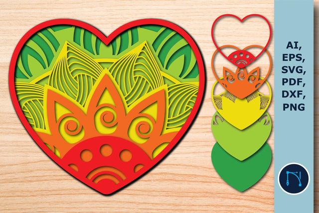 Layered Mandala Heart Mandala SVG Files SVG MD JOYNAL ABDIN 