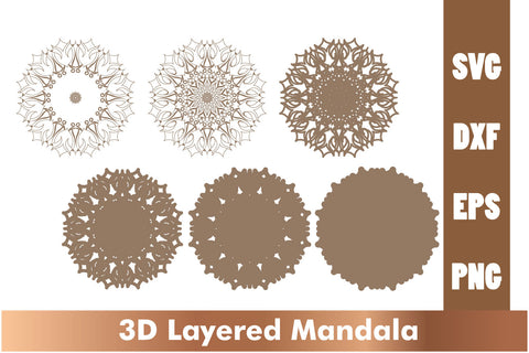 Layered mandala SVG, 3d mandala SVG, Cut File Mandala design dxf SVG artnoy 