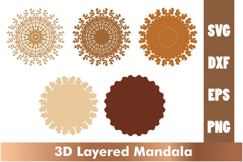 Layered mandala SVG, 3d mandala SVG, Cut File Mandala design dxf SVG artnoy 