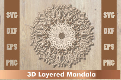 Layered mandala SVG, 3d mandala SVG, Cut File Mandala design dxf SVG artnoy 