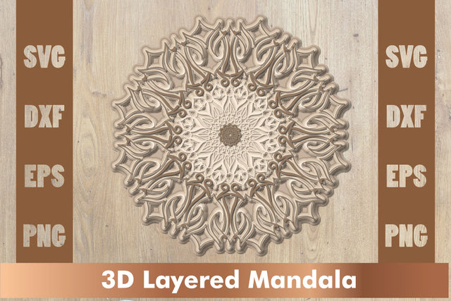 Layered mandala SVG, 3d mandala SVG, Cut File Mandala design dxf SVG artnoy 
