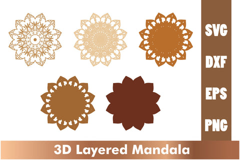 Layered mandala SVG, 3d mandala SVG, Cut File Mandala design dxf SVG artnoy 
