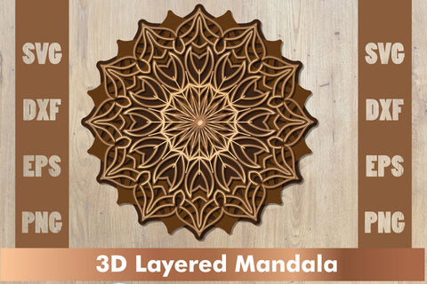 Layered mandala SVG, 3d mandala SVG, Cut File Mandala design dxf SVG artnoy 
