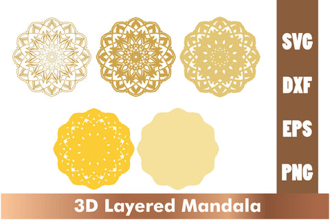 Layered mandala SVG, 3d mandala SVG, Cut File Mandala design dxf SVG artnoy 