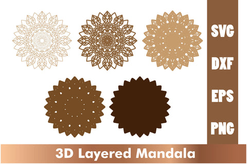 Layered mandala SVG, 3d mandala SVG, Cut File Mandala design dxf SVG artnoy 