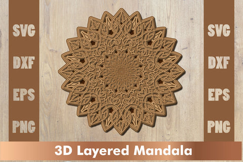 Layered mandala SVG, 3d mandala SVG, Cut File Mandala design dxf SVG artnoy 