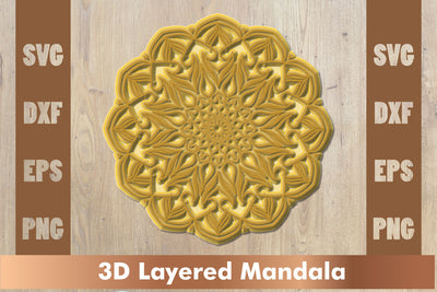Layered mandala SVG, 3d mandala SVG, Cut File Mandala design dxf SVG artnoy 