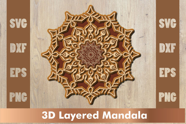 Layered mandala SVG, 3d mandala SVG, Cut File Mandala design dxf SVG artnoy 