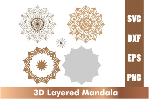 Layered mandala SVG, 3d mandala SVG, Cut File Mandala design dxf SVG artnoy 